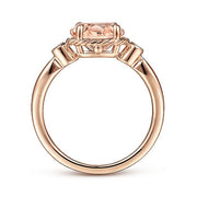 Gabriel & Co. LR51435K45MO 14K Rose Gold Horizontal Oval Morganite and Diamond Three Stone Ring