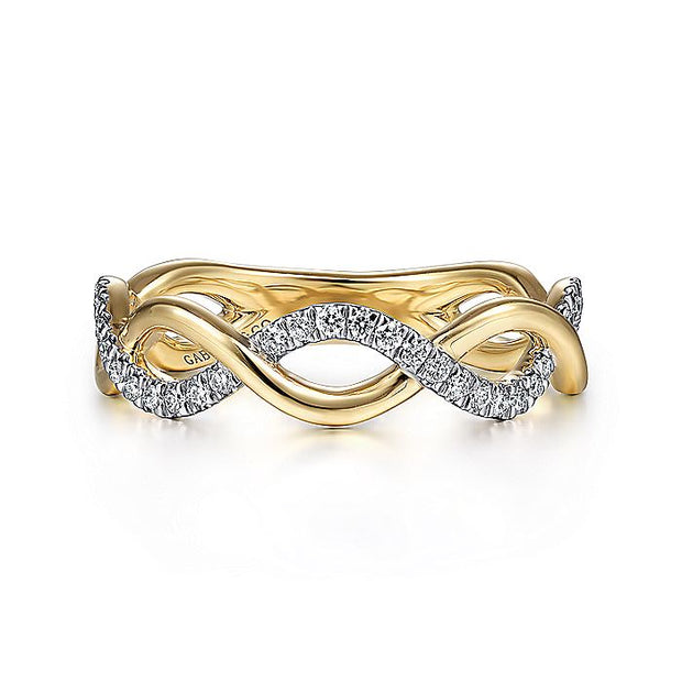 Gabriel & Co. LR51482Y45JJ 14K Yellow Gold Twisted Diamond Stackable Ring