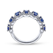 Gabriel & Co. LR51675W45SA 14K White Gold Round Sapphire and Diamond Halo Ring