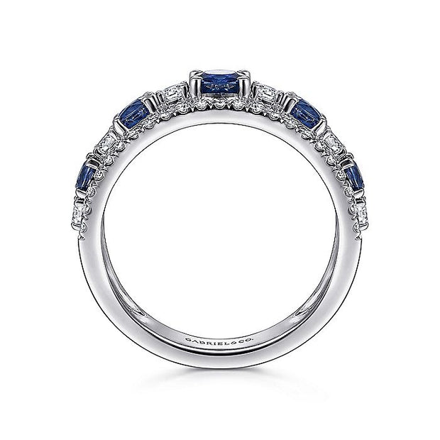Gabriel & Co. LR51738W45SA 14K White Gold Round Sapphire and Diamond Ring