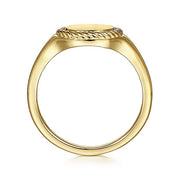 Gabriel & Co. LR51829Y4JJJ 14K Yellow Gold Round Signet Ring with Twisted Rope Frame