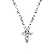 Gabriel & Co. NK1370W45JJ 14K White Gold Diamond Cross Necklace