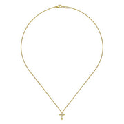 Gabriel & Co. NK1695Y45JJ 14K Yellow Gold Beaded Diamond Cross Pendant Necklace