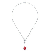 Gabriel & Co. NK1824W45RB 14K White Gold Pear Shaped Ruby and Diamond Drop Pendant Necklace