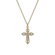Gabriel & Co. NK2216Y45JJ 14K Yellow Gold Openwork Diamond Cross Necklace