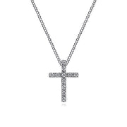 Gabriel & Co. NK2658W45JJ 18 inch 14K White Gold Diamond Cross Pendant Necklace