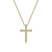 Gabriel & Co. NK2658Y45JJ 18 inch 14K Yellow Gold Diamond Cross Pendant Necklace