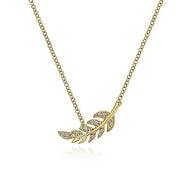Gabriel & Co. NK4627Y45JJ 14K Yellow Gold Diamond Leaf Pendant Necklace
