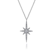 Gabriel & Co. NK4842W45JJ 14K White Gold Diamond Starburst Pendant Necklace