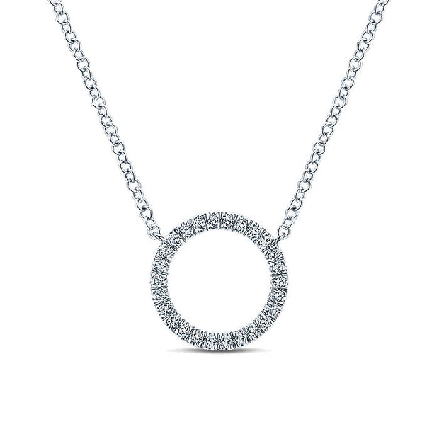 Gabriel & Co. NK5078W45JJ 14K White Gold Circle Diamond Pendant Necklace