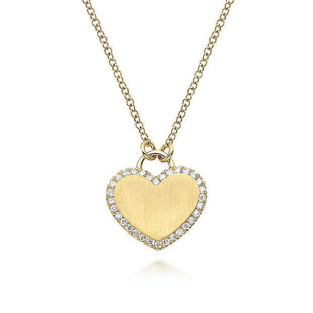 Gabriel & Co. NK5199Y45JJ 14K Yellow Gold Diamond Halo Heart Pendant Necklace