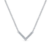 Gabriel & Co. NK5423W45JJ 14K White Gold V Shaped Diamond Bar Necklace