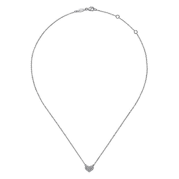 Gabriel & Co. NK5450W45JJ 14K White Gold Pavé Diamond Pendant Heart Necklace