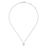 Gabriel & Co. NK5619W45PL 14K White Gold Cultured Pearl and Diamond Halo Pendant Necklace