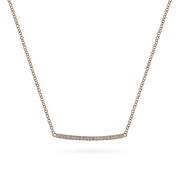 Gabriel & Co. NK5986K45JJ 14K Rose Gold Curved Pavé Diamond Bar Necklace