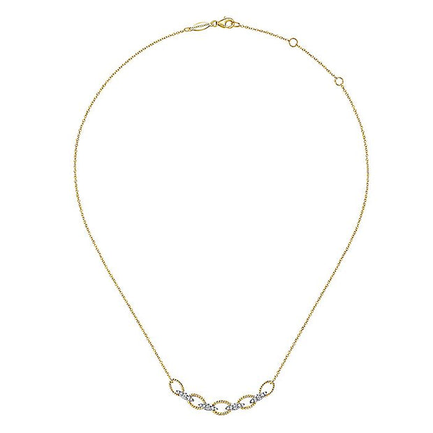 Gabriel & Co. NK6063M45JJ 14K Yellow-White Gold Twisted Rope Oval Link Necklace with Diamond Connectors