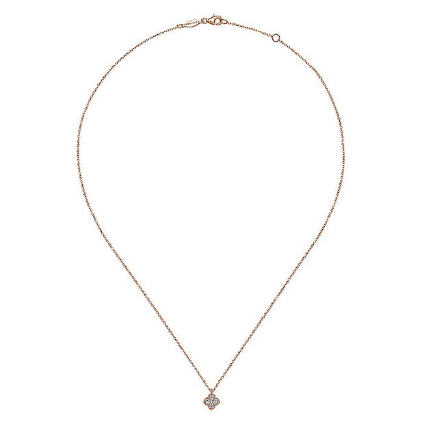Gabriel & Co. NK6082K45JJ 14K Rose Gold Diamond Clover Pendant Necklace