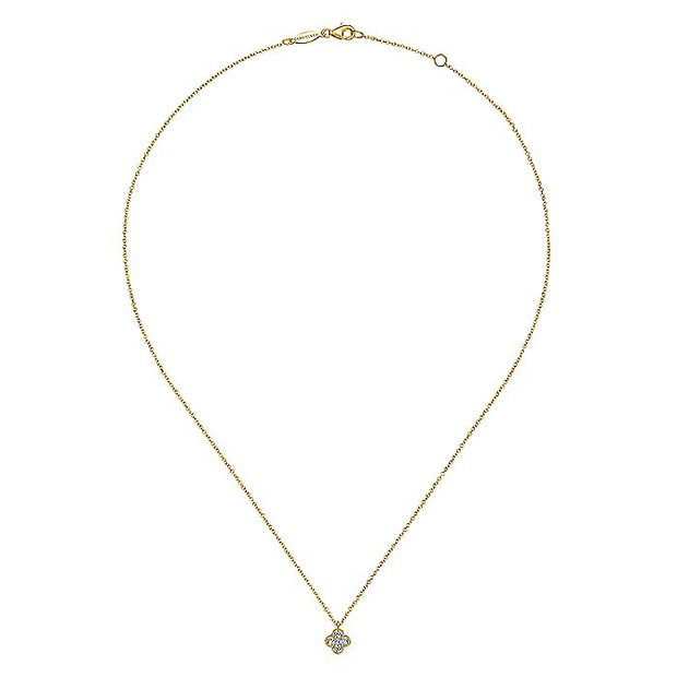 Gabriel & Co. NK6082Y45JJ 14K Yellow Gold Diamond Clover Pendant Necklace