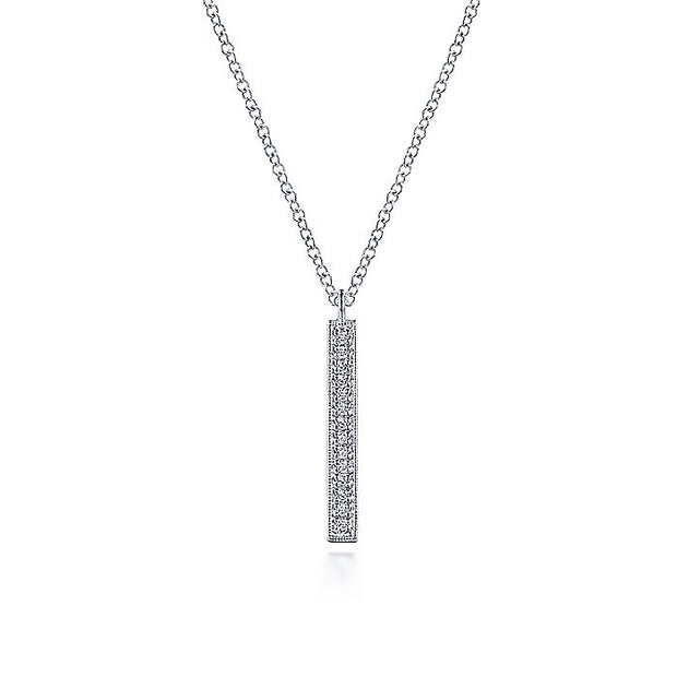 Gabriel & Co. NK6121W45JJ 14K White Gold Diamond Drop Pendant Necklace