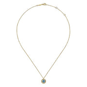 Gabriel & Co. NK6345Y4JBT 14K Yellow Gold Round Blue Topaz and Twisted Rope Pendant Necklace