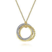 Gabriel & Co. NK6360M45JJ 14K Yellow-White Gold Interlocking Circles Pendant Necklace with Diamond Pavé