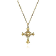 Gabriel & Co. NK6410Y4JJJ 14K Yellow Gold Vintage Inspired Cross Pendant Necklace