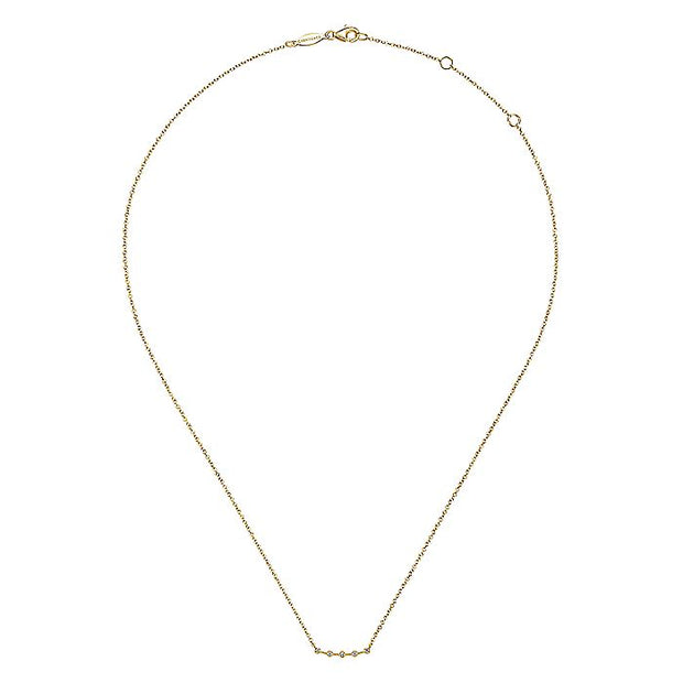 Gabriel & Co. NK6419Y45JJ 14K Yellow Gold Curved Bar Necklace with Diamond Stations