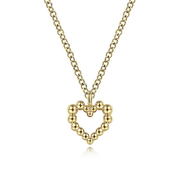 Gabriel & Co. NK6463Y4JJJ 14K Yellow Gold Bujukan Bead Open Heart Pendant Necklace