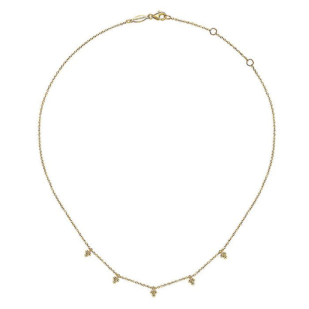 Gabriel & Co. NK6464Y4JJJ 14K Yellow Gold Chain Necklace with Bujukan Bead Drop Stations