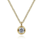 Gabriel & Co. NK6472Y4JWS 14K Yellow Gold Round Bezel Set White Sapphire Pendant Necklace