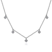 Gabriel & Co. NK6591W45JJ 14K White Gold Diamond Pavé Clover Drop Necklace