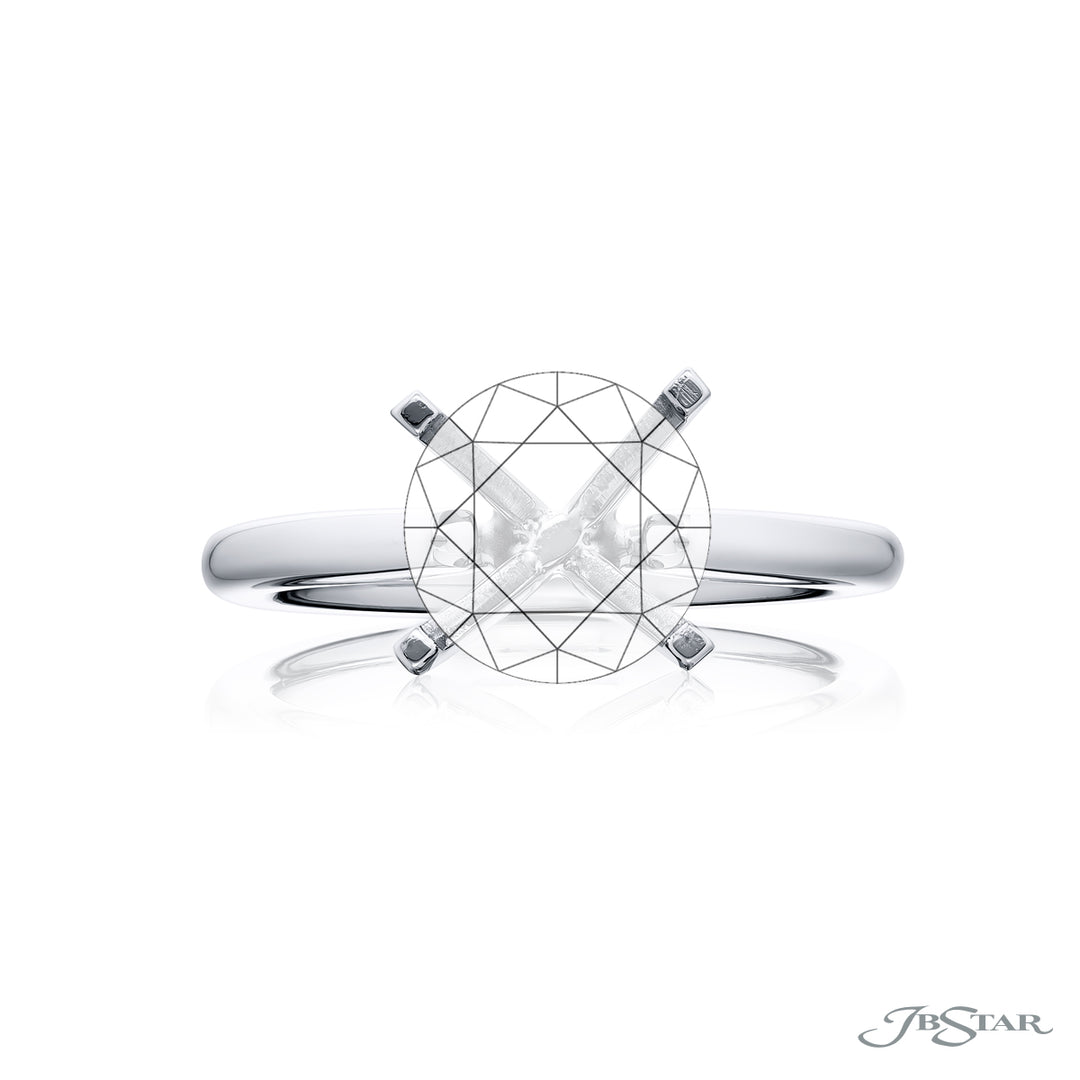 Dazzling Brilliance: Our timeless Platinum Semi-mount. This four prong semi-mount is handcrafted in pure platinum.