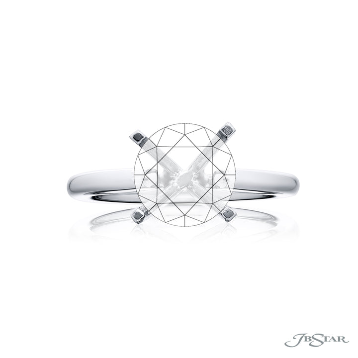 Dazzling Brilliance: Our timeless Platinum Semi-mount. This four prong semi-mount is handcrafted in pure platinum.