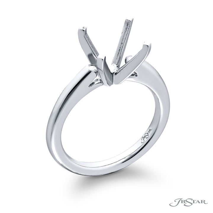 Dazzling Brilliance: Our timeless Platinum Semi-mount. This four prong semi-mount is handcrafted in pure platinum.