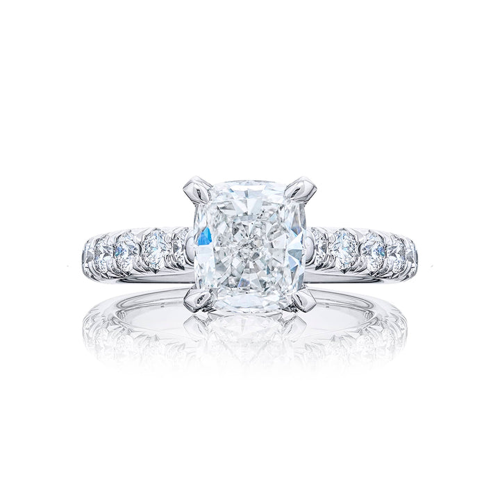 1.70 ct. GIA-Certified Cushion-Cut Diamond Engagement Ring with Round Diamond Shank in Platinum