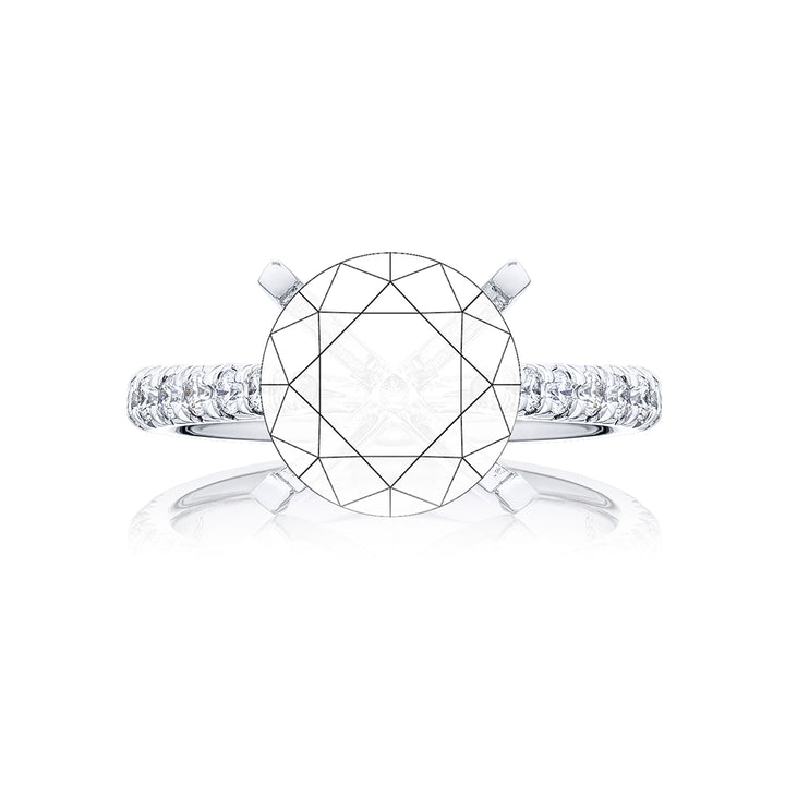 Dazzling Brilliance: Our timeless diamond semi-mount. These eighteen round diamonds are set in cut down setting handcrafted in pure platinum.