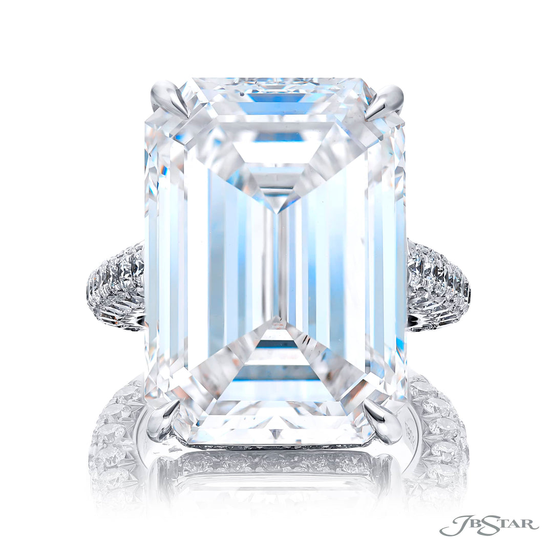 Platinum Emerald-Cut Diamond Certified Ring