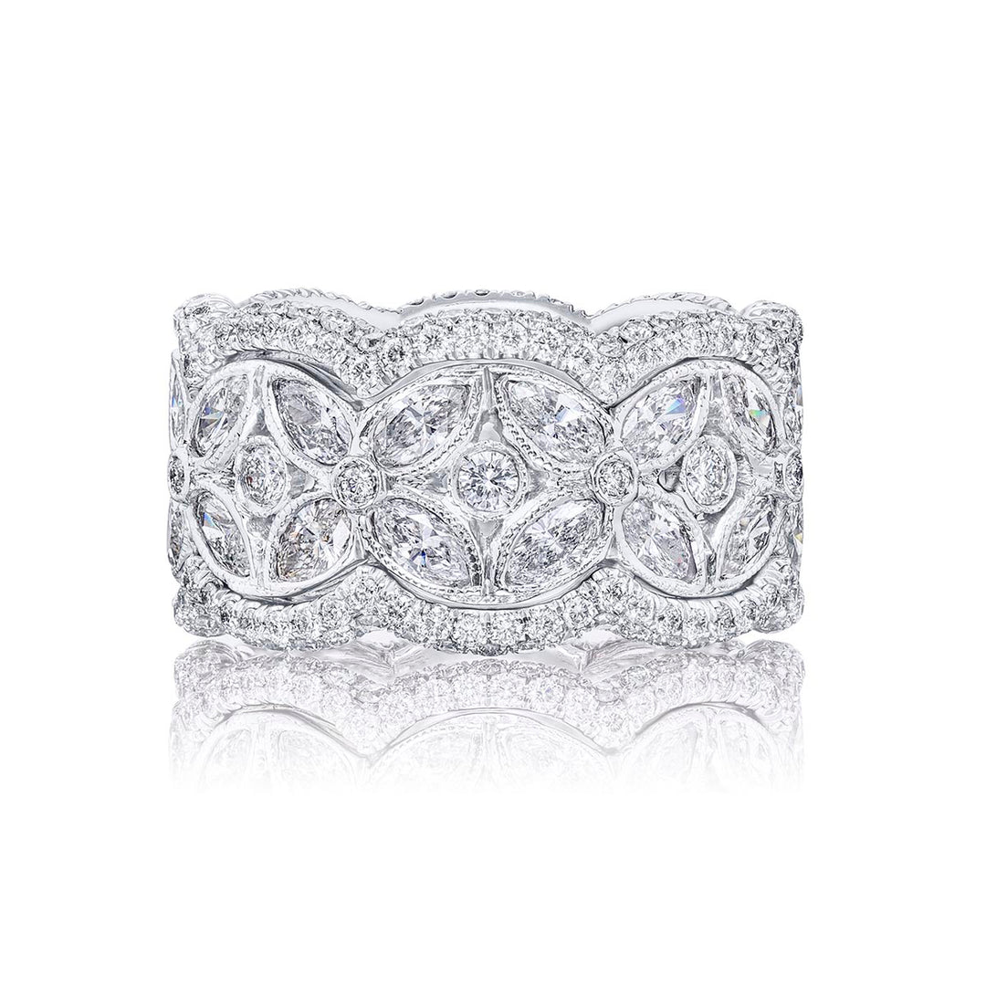 Diamond Eternity Band 3.71 ctw. Floral Design Marquise & Round