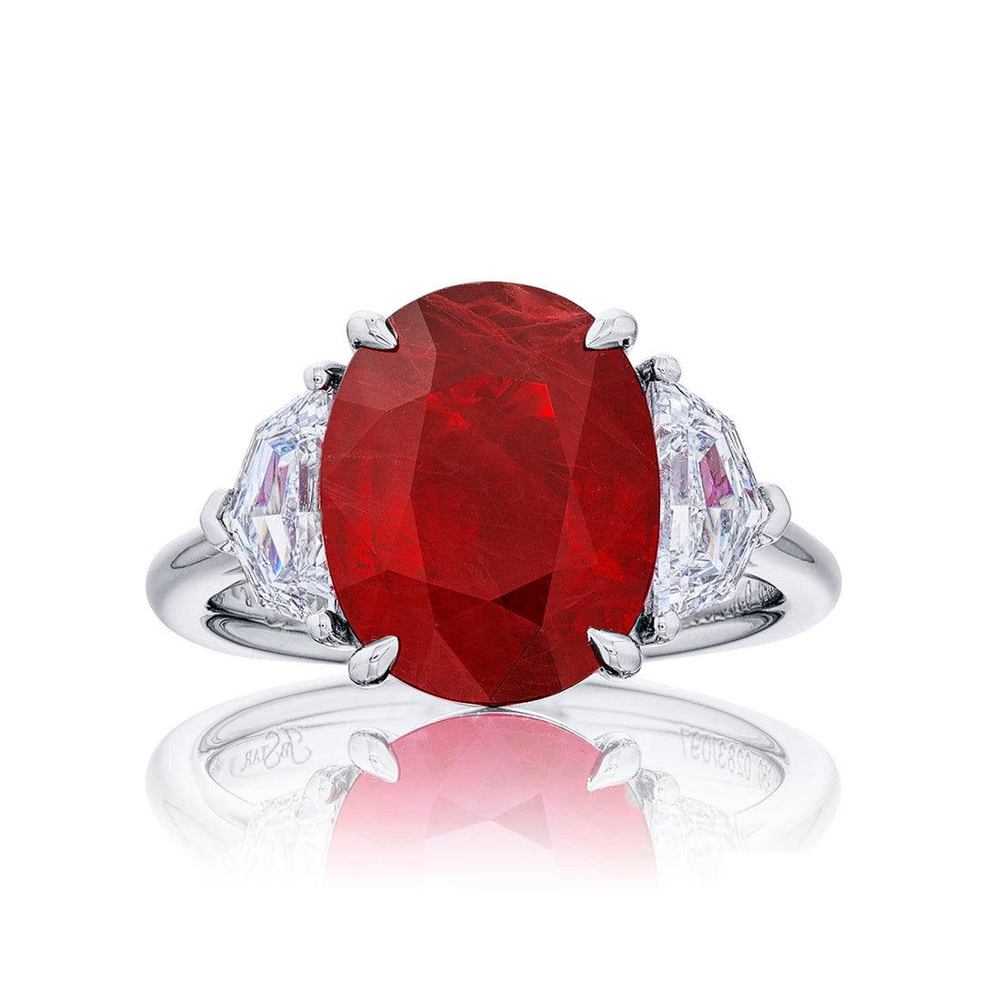Platinum Oval Burmese Ruby Certified Ring