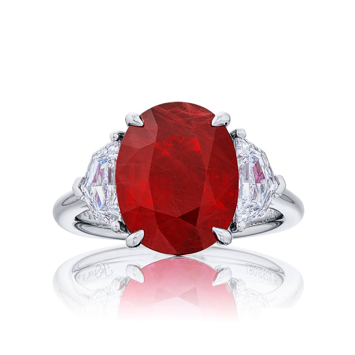 Platinum Oval Burmese Ruby Certified Ring