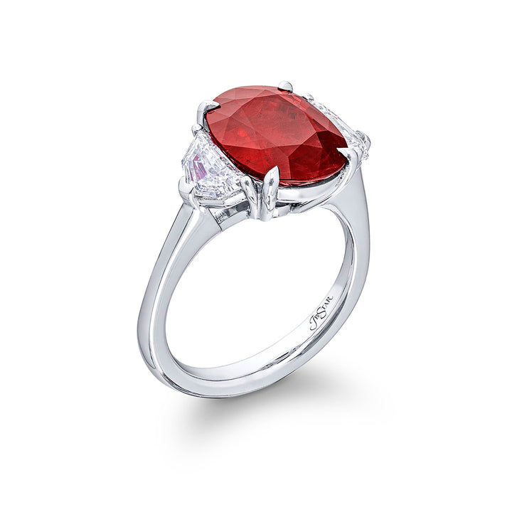 Platinum Oval Burmese Ruby Certified Ring