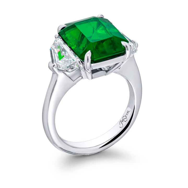 Platinum Emerald-Cut Colombian Emerald Ring