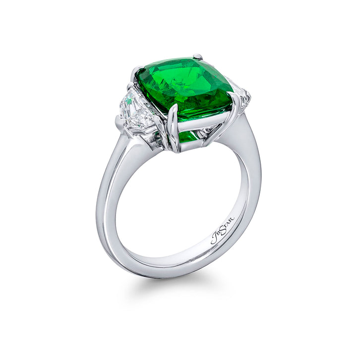 Platinum Cushion-Cut Emerald Certified Ring