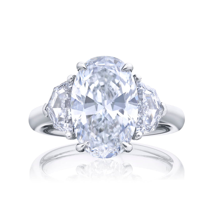 4.02 ct GIA Certified Diamond Ring | Oval-Cut Diamond with Epaulet Diamonds in Platinum | Dazzling Brilliance by Jb Star