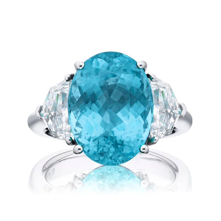 Platinum Oval Paraiba Certified Ring