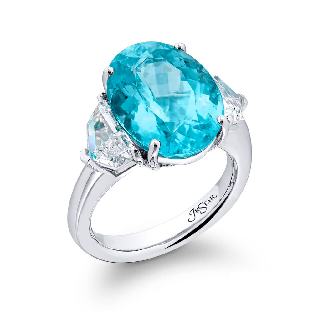 Platinum Oval Paraiba Certified Ring