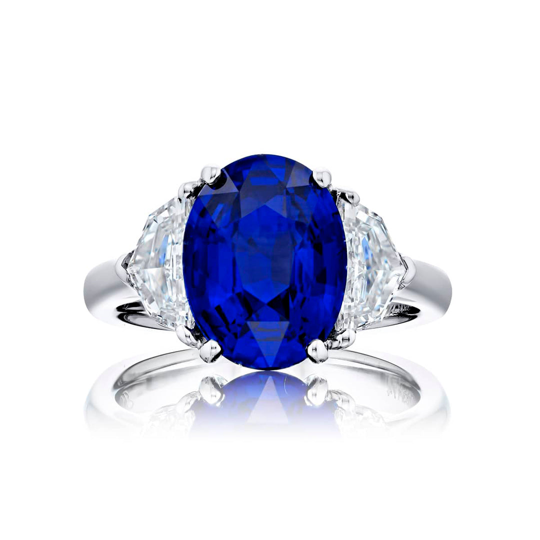 Platinum Oval Sapphire Certified Ring