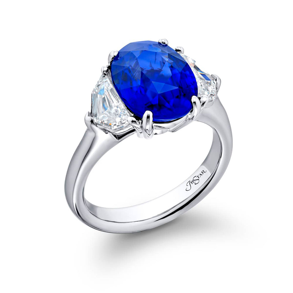 Platinum Oval Sapphire Certified Ring