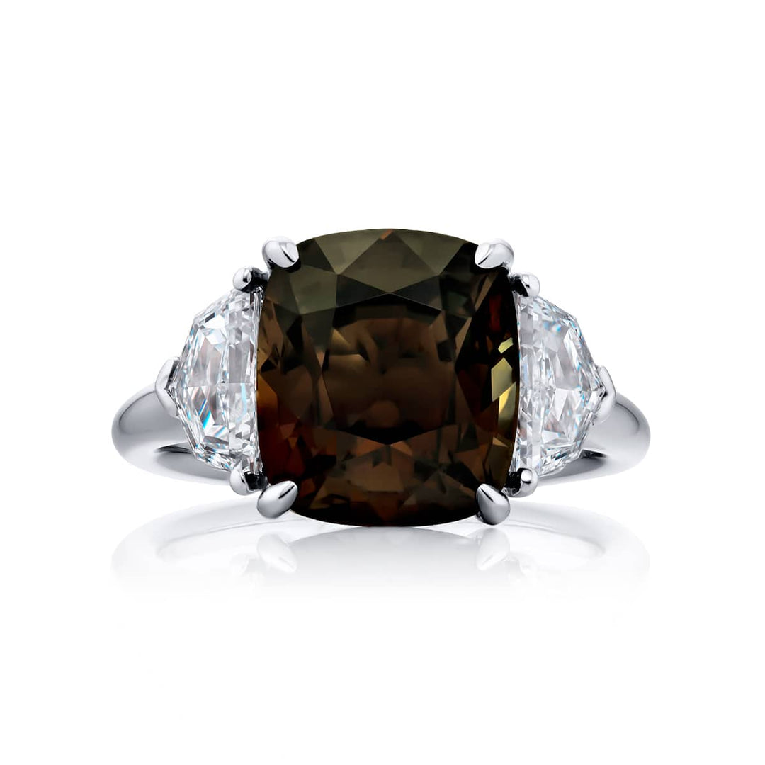 Platinum Cushion-Cut Alexandrite Certified Ring