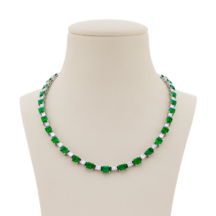 Platinum Emerald-Cut Emerald and Diamond Certified Necklace
